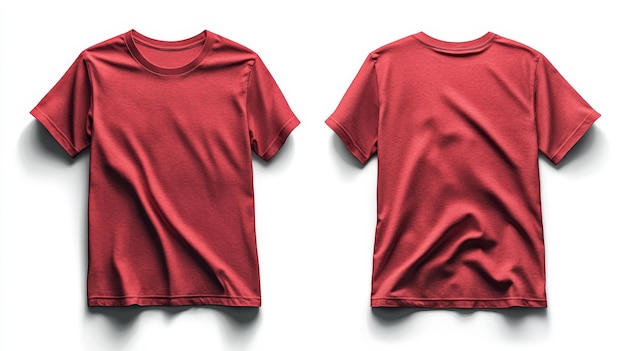 Photo front and back view of red tshirt mockup generative ai