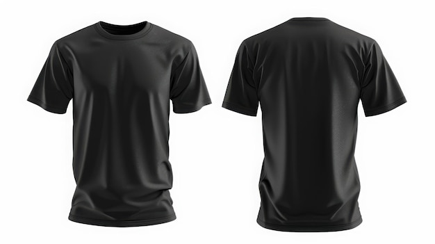 Front and Back View of Young Man in Black TShirt on Gray Background