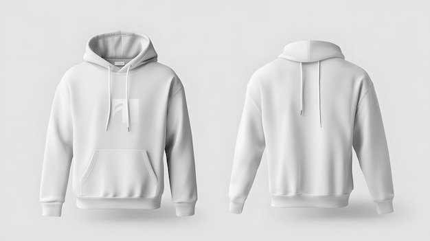 the front and back of a white hoodie