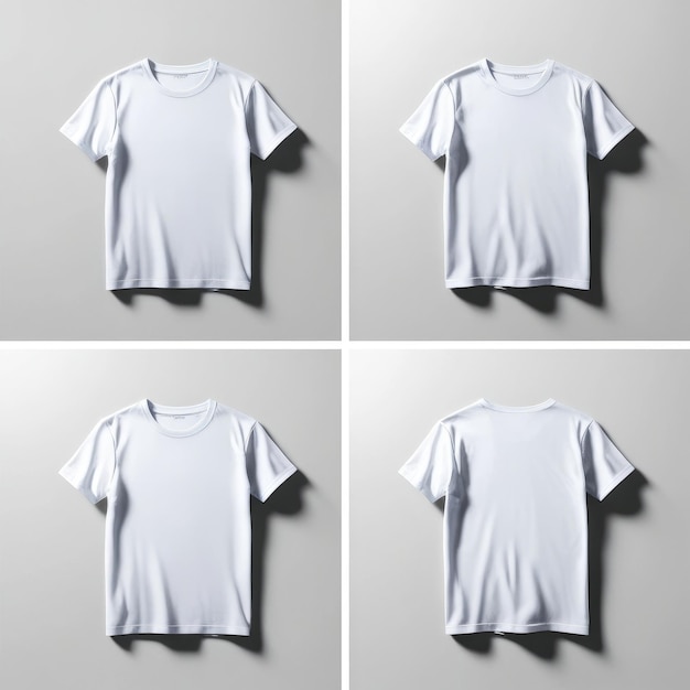 Photo front and back white tshirt mockup with white background