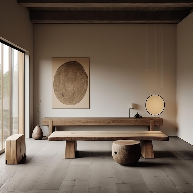 A front desk in a shop modern minimalistic wabi sabi scandinavian