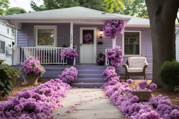 front door exterior decoration with violet purple theme inspiration ideas