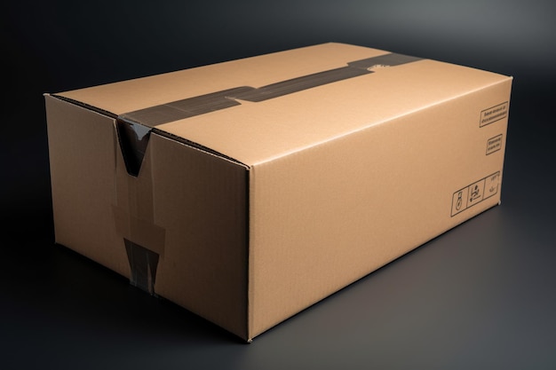 Front photo of an empty cardboard box