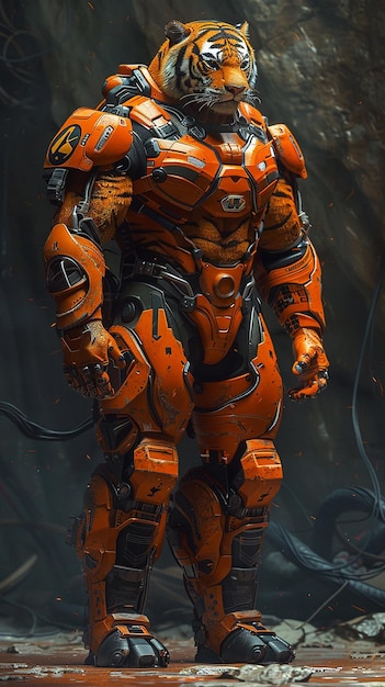 Front Shot Full Body Portrait of Tiger Man