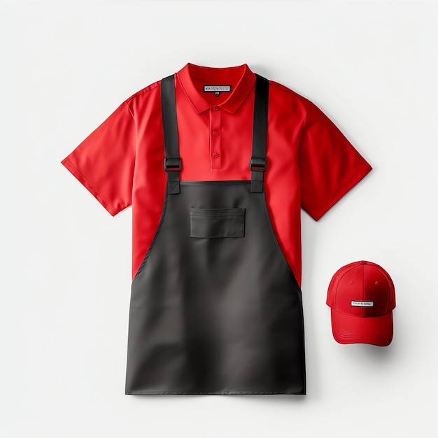 Photo front tshirt baseball hat and apron mockup