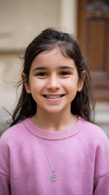 Front view of attractive smiling girl