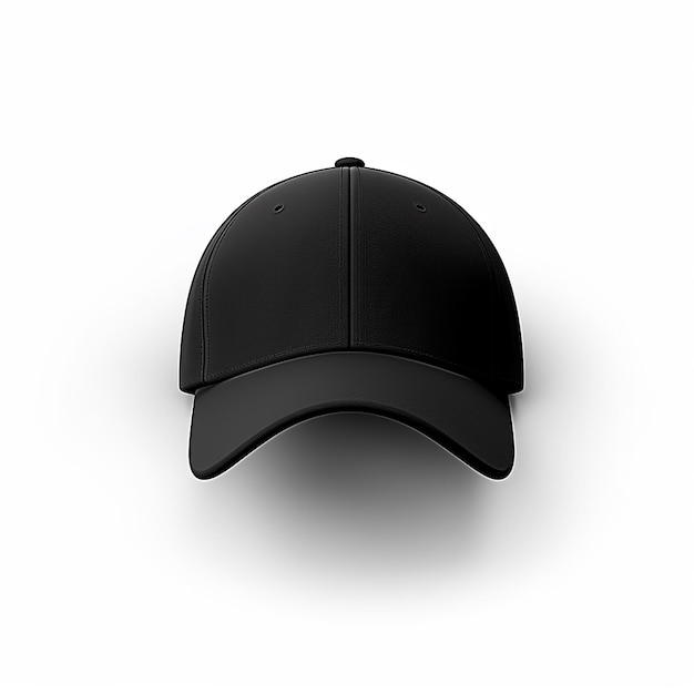 A front view of black cap isolated on white background