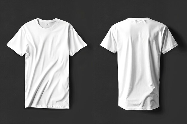 Photo front view of blank white tshirt mockup on white background