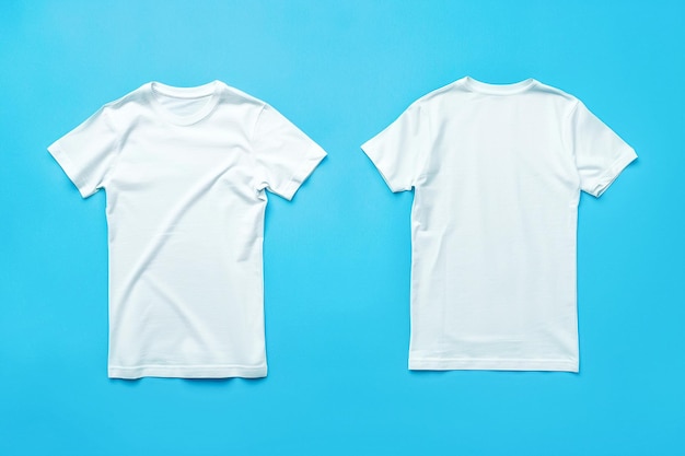 Photo front view of blank white tshirt mockup on white background