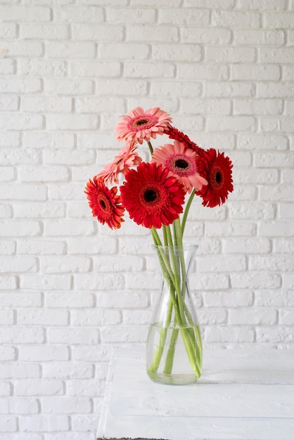 Front view of bouquet of flowers in vase