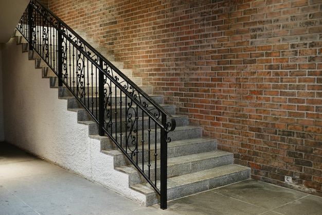 Front view of brick stair outdoor