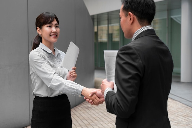 Front view of business man and woman concep