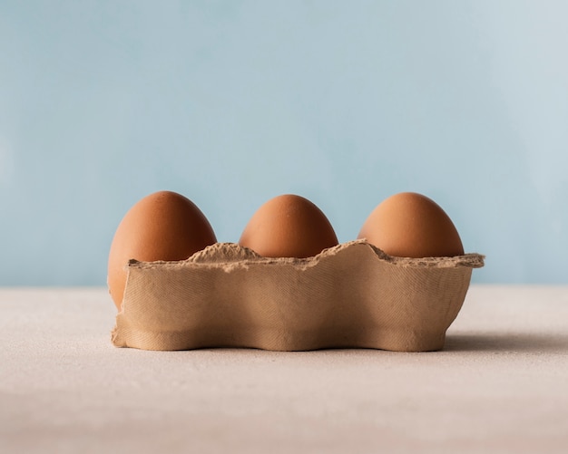 Front view carton of brown eggs