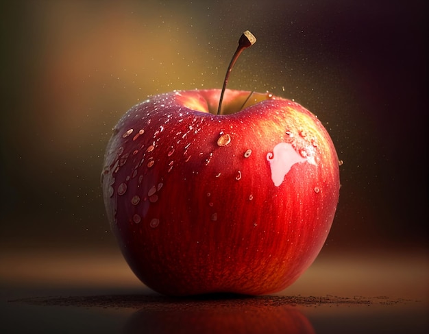 A Front View Closeup of a Juicy and Sweet Red Apple Nature39s Perfect Snack Generative ai