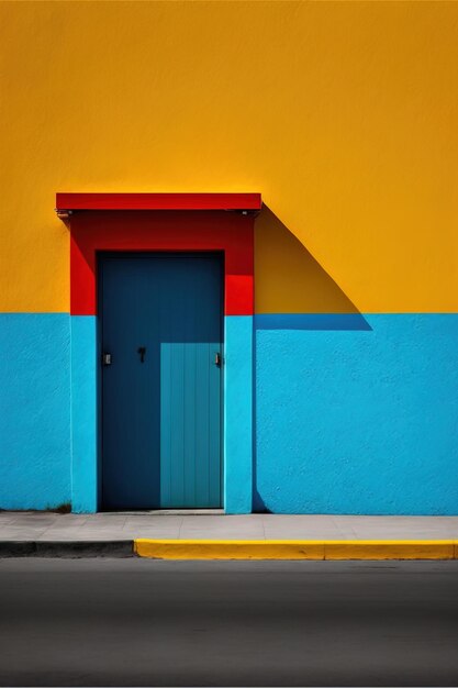 front view of a colorful house in a minimalist style visual impact photo Generative AI