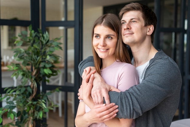 Front view of cute lovely couple