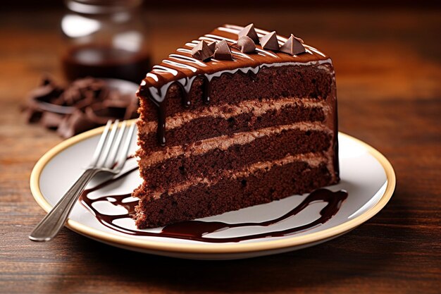 Front view of delicious chocolate cake with almonds