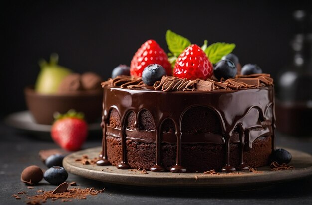 Front view of delicious chocolate cake