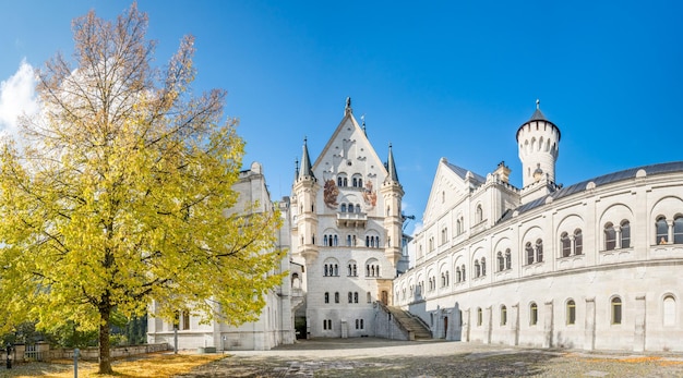 Front view at entrance of Neuschwanstein castle in Germany