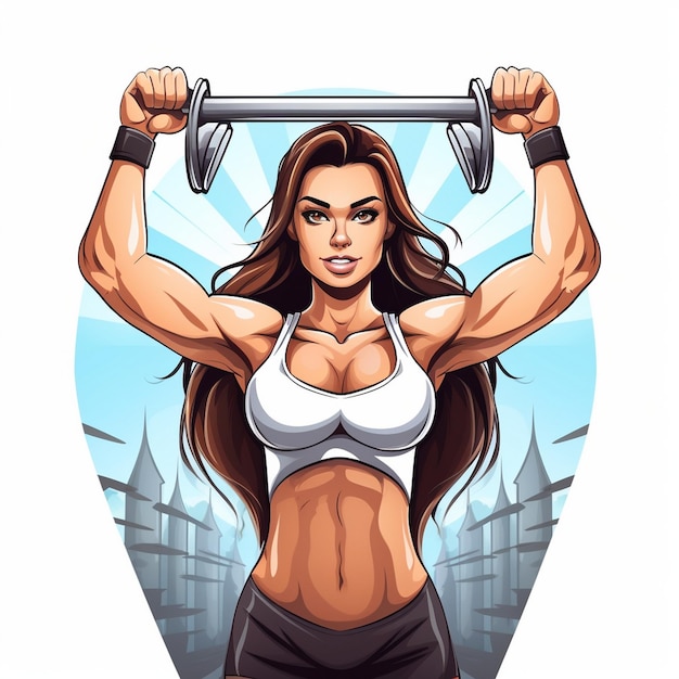 Photo front view fit body builder woman