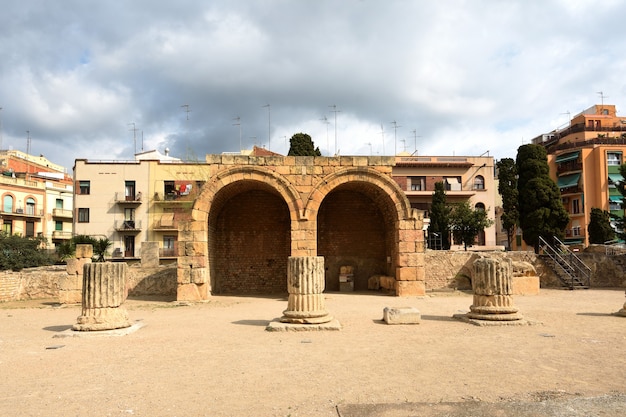 Front view of the forum of Tarragona, Catalonia, Spain