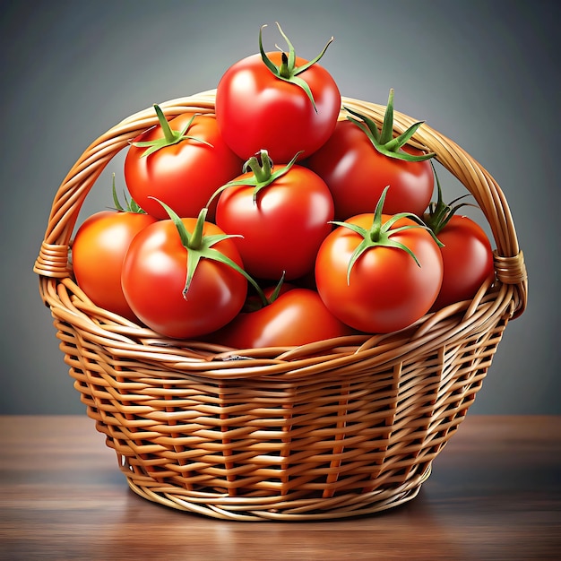 Front view fresh red tomatoes inside basket