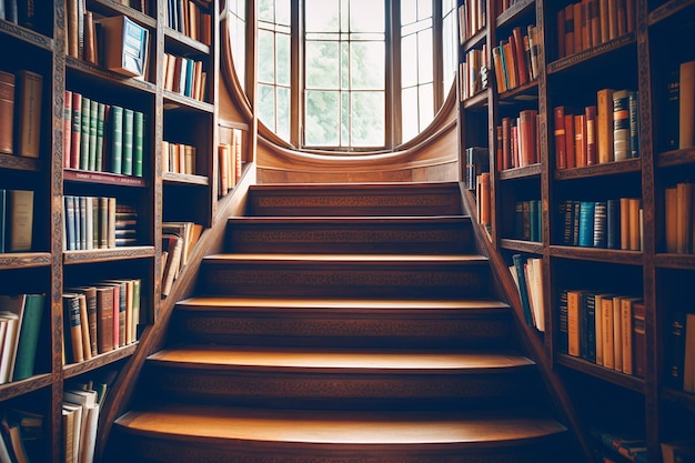 Front view of hardback books in the library