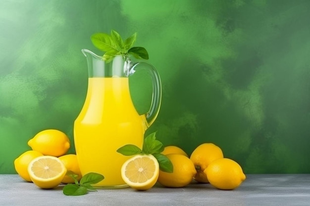 Photo front view invigorating lemonade with lemon lime and orange