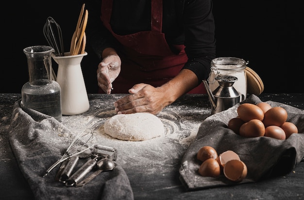 Front view kneading dough composition