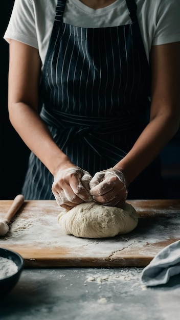 Front view of kneading dough