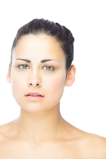 Front view of lovely woman looking at camera