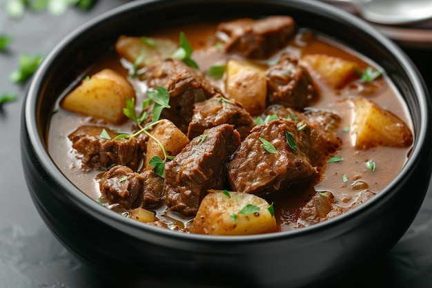 Front view meat sauce soup with greens and potatoes on dark desk soup dinner sauce meat