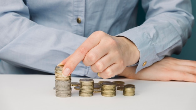 Front view of person with coins