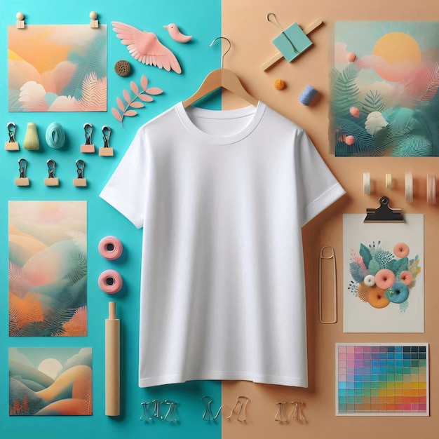 Front view of a plain white tshirt mockup