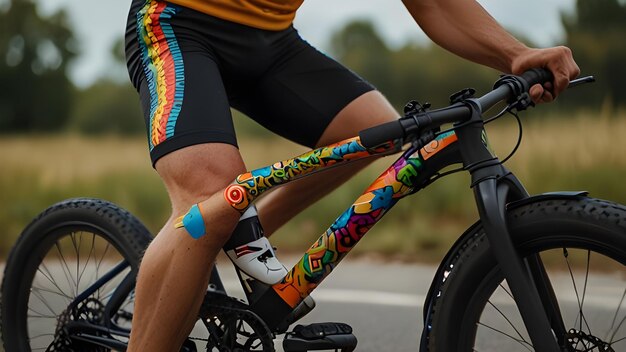 Front view of professional cyclist in sport outfit practicing in cycling with blur background