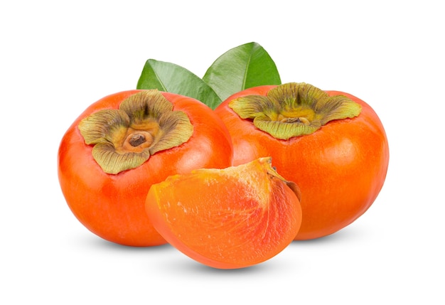 Front view of ripe persimmons