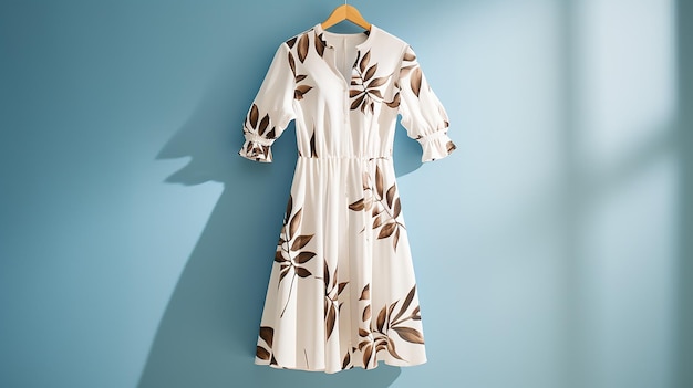 Front View White Leaf Print Dress