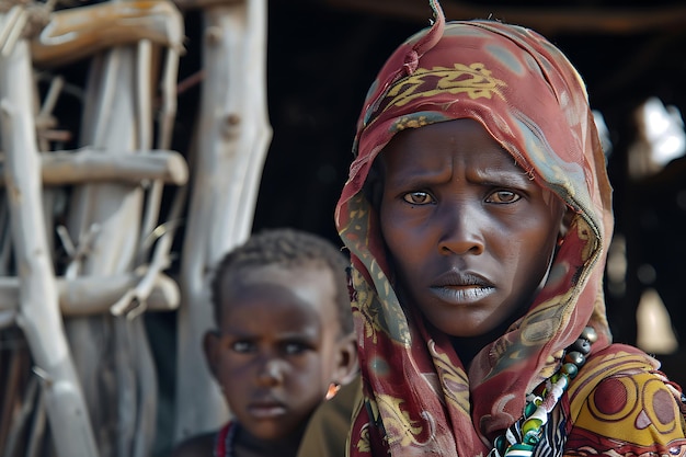 Front view woman and child