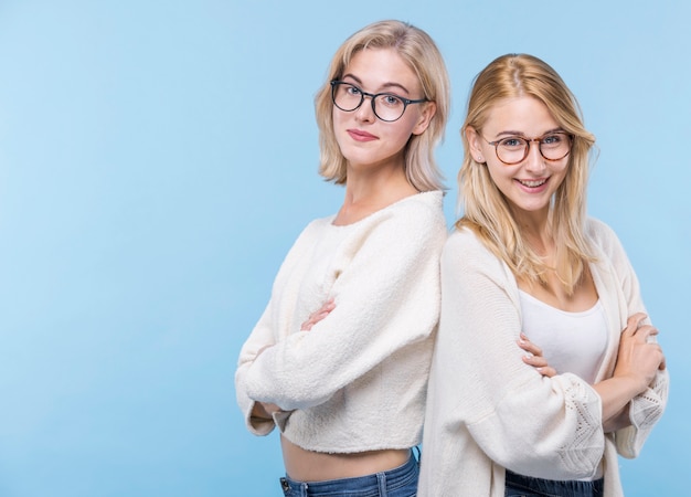 Front view young girls together