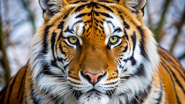 Frontal close up view of a Siberian tiger Panthera tigris altaica