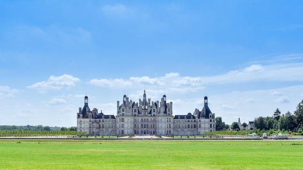 Frontal view in a sunny day in Chambord castle France on July