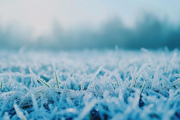 Frost covered grass creates beautiful natural winter background