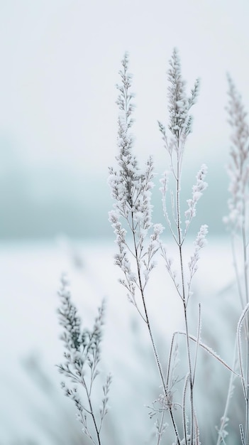 Photo frostcovered plants in a winter field