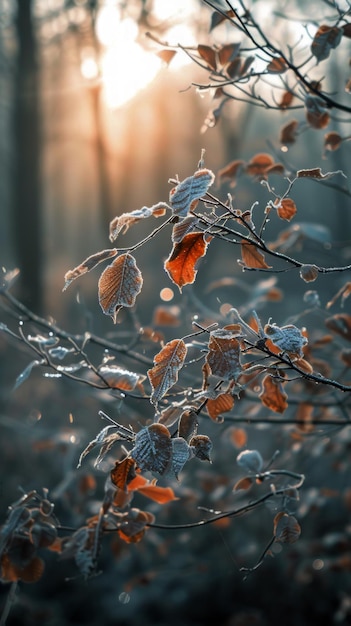 FrostCovered Tree With Vibrant Leaves