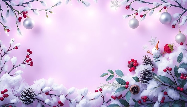 Frosted Lilac Backdrop Adorned With Glittering Silver Baubles Twinkling Fairy Lights Sparkle Above