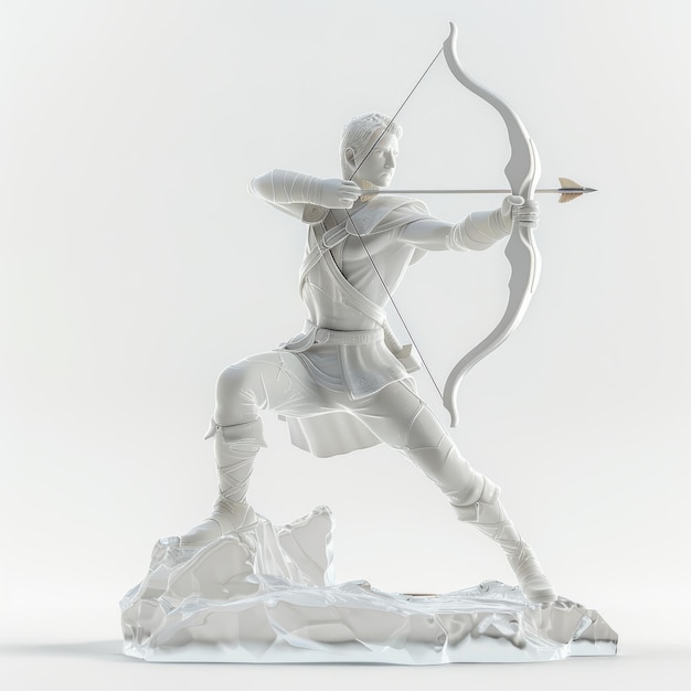 Photo frosted sagittarius archer icon poised with bow and arrow in a dynamic pose