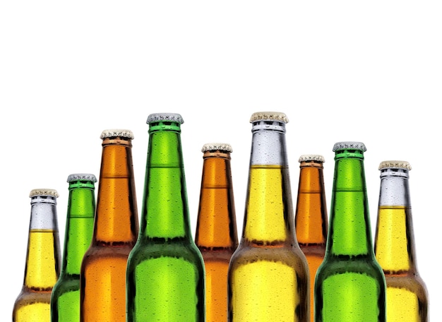 Frosty bottles of beer isolated on a white background 3d render