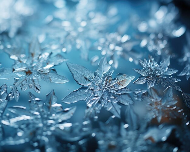 Frosty glass with a blue background