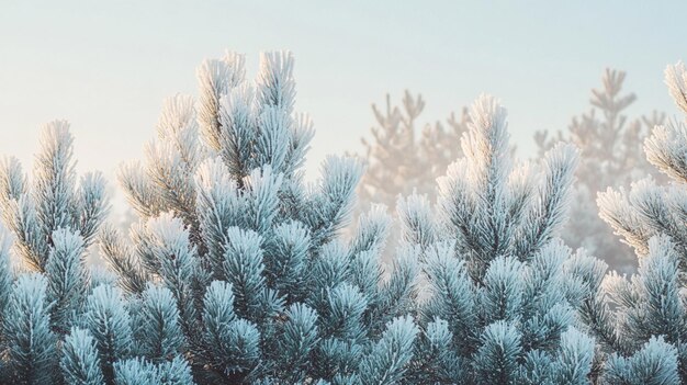 Photo frosty pine tree branch in winter