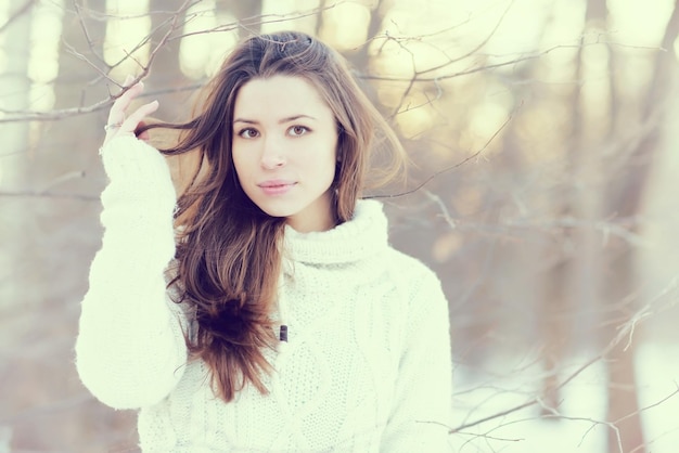 Frosty portrait of brunette